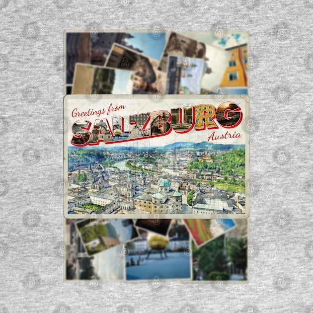 Greetings from Salzburg in Austria Vintage style retro souvenir by DesignerPropo